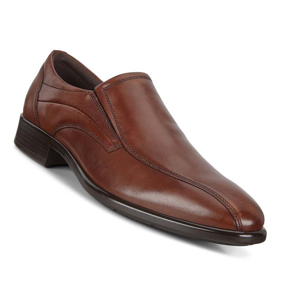 Men's Ecco Citytray Bike Toe Slip-on Dress Shoes Brown | USA 507MQZ